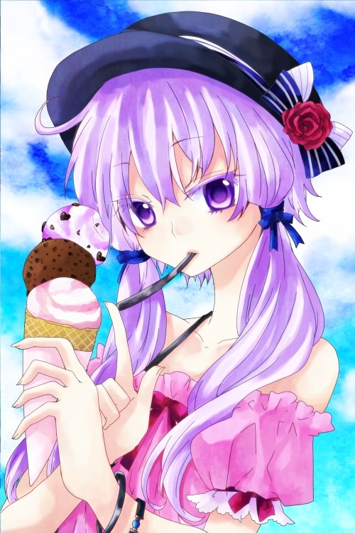 yuzuki yukari (vocaloid and 1 more) drawn by yoitsukishin
