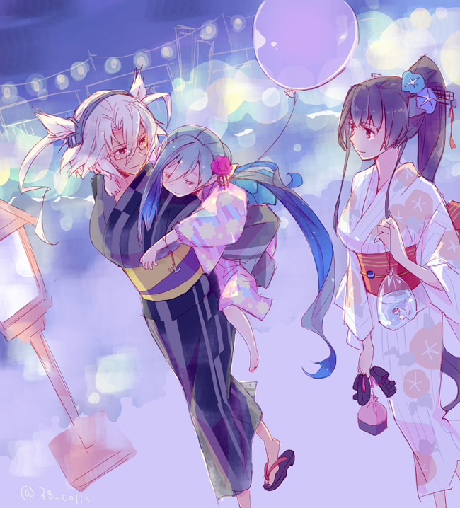 yamato, musashi, and kiyoshimo (kantai collection) drawn by colis