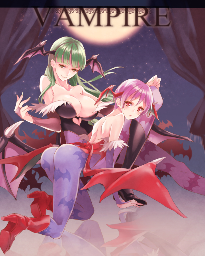 morrigan aensland and lilith (darkstalkers) drawn by pekoo_(pekota)