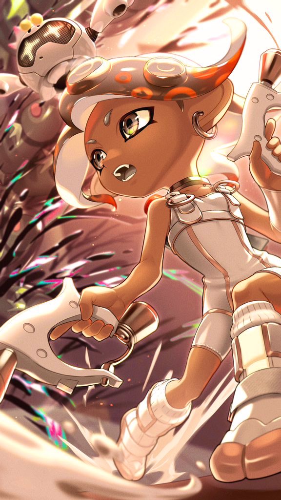 pearl, agent 8, pearl drone, and swarming languendo (splatoon and 2 more) drawn by iria_(yumeirokingyo)