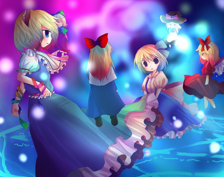 kirisame marisa, alice margatroid, and shanghai doll (touhou) drawn by kazu_(muchuukai)