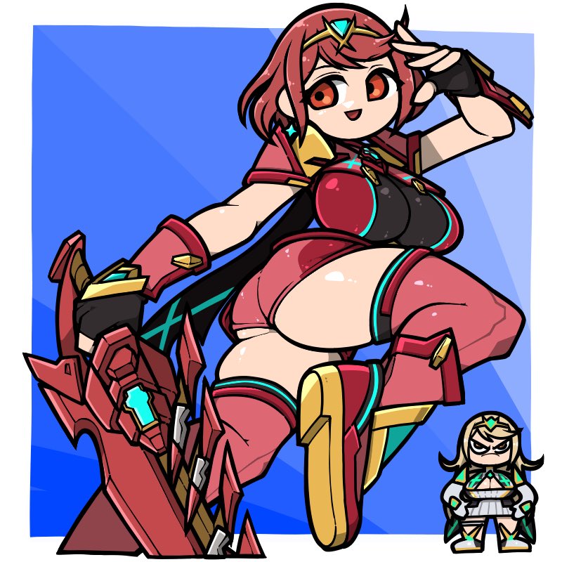 pyra and mythra (xenoblade chronicles and 1 more) drawn by name_omoitukan2