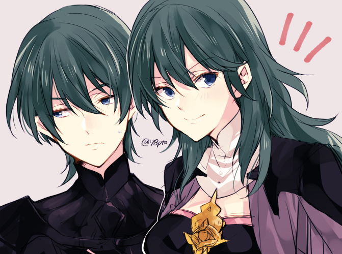 female byleth and male byleth (fire emblem and 1 more) drawn by naho_(pi988y)