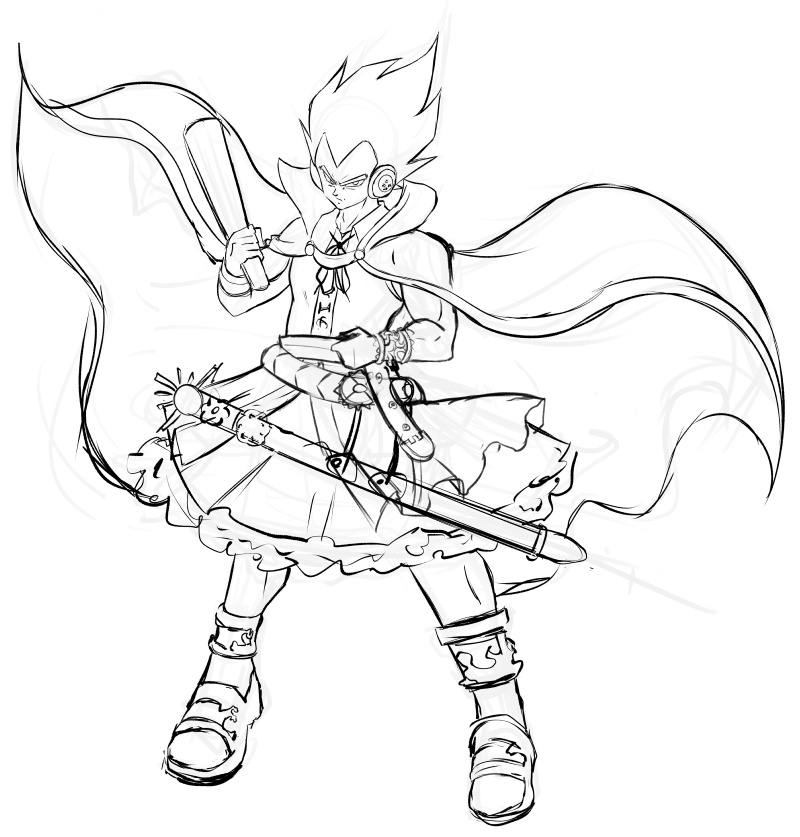 toyosatomimi no miko and vegeta (touhou and 2 more) drawn by mazume