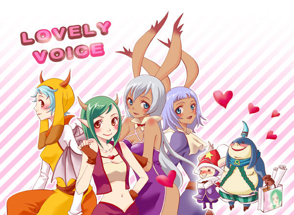 moogle, valentyne, prima donna, aluette, mayhew, and 1 more (final fantasy and 2 more) drawn by youshichi