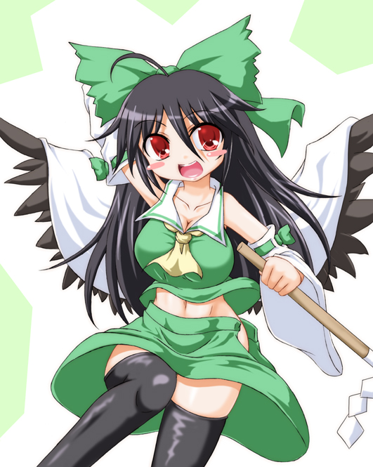 hakurei reimu and reiuji utsuho (touhou) drawn by inasaki_shirau