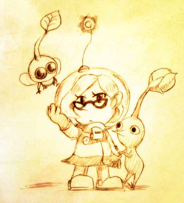 red pikmin, winged pikmin, and brittany (pikmin) drawn by yamato_koara