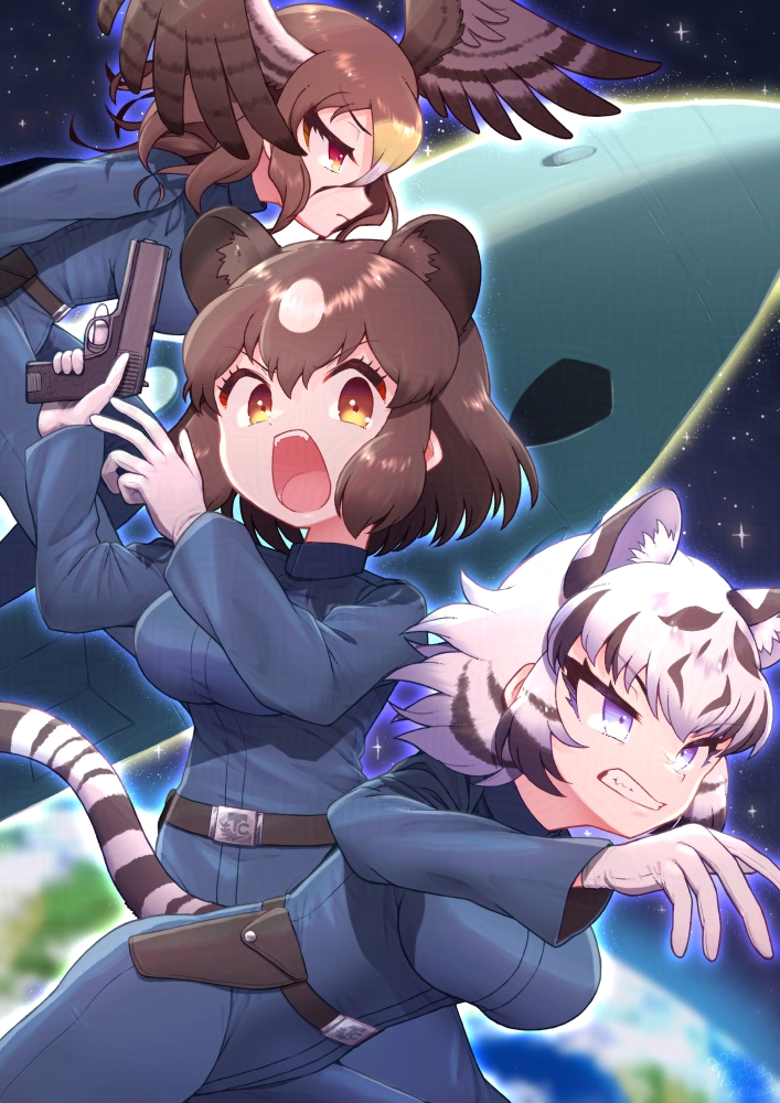 brown bear and northern goshawk (kemono friends) drawn by kitsunetsuki_itsuki