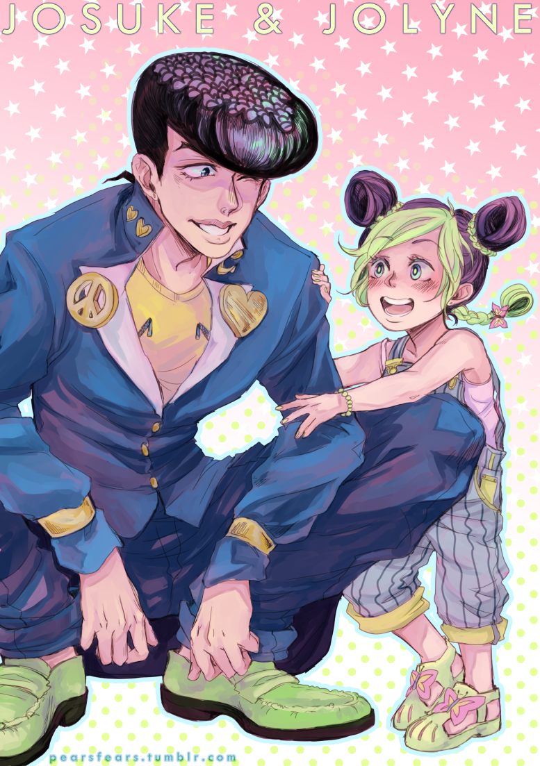 kujo jolyne and higashikata josuke (jojo no kimyou na bouken and 2 more) drawn by pearsfears