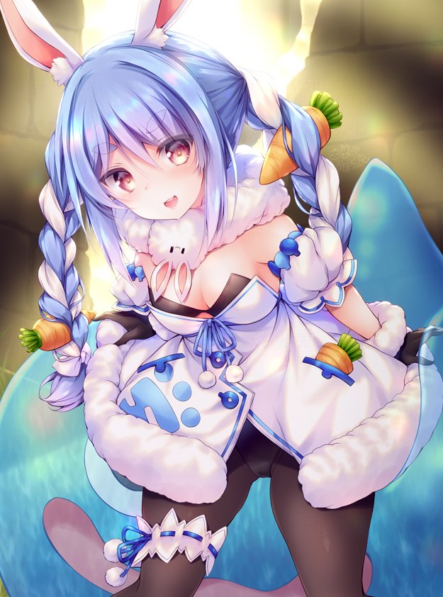 usada pekora, don-chan, and slime (hololive and 1 more) drawn by kabocha_usagi