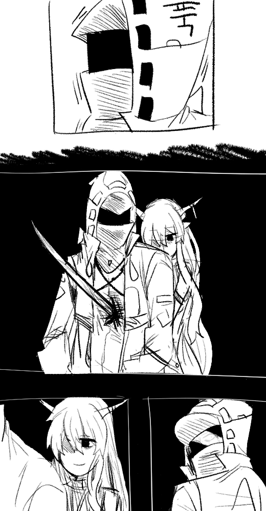 doctor and shining (arknights) drawn by omo_(saindoc)