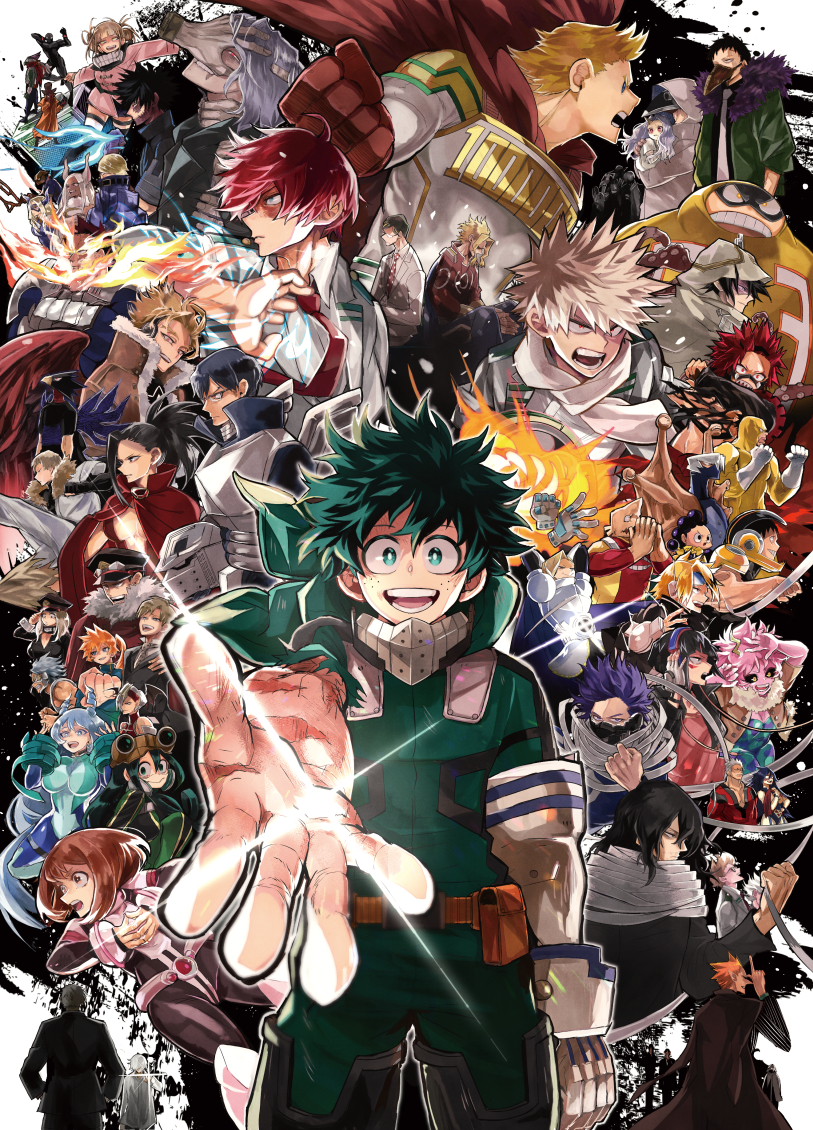 midoriya izuku, mirko, uraraka ochaco, bakugou katsuki, toga himiko, and 55 more (boku no hero academia) drawn by mishima_(msm_mha)