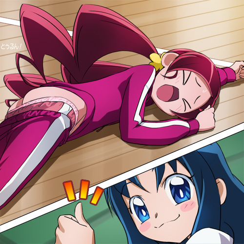 kurumi erika and hanasaki tsubomi (precure and 1 more) drawn by haruyama_kazunori