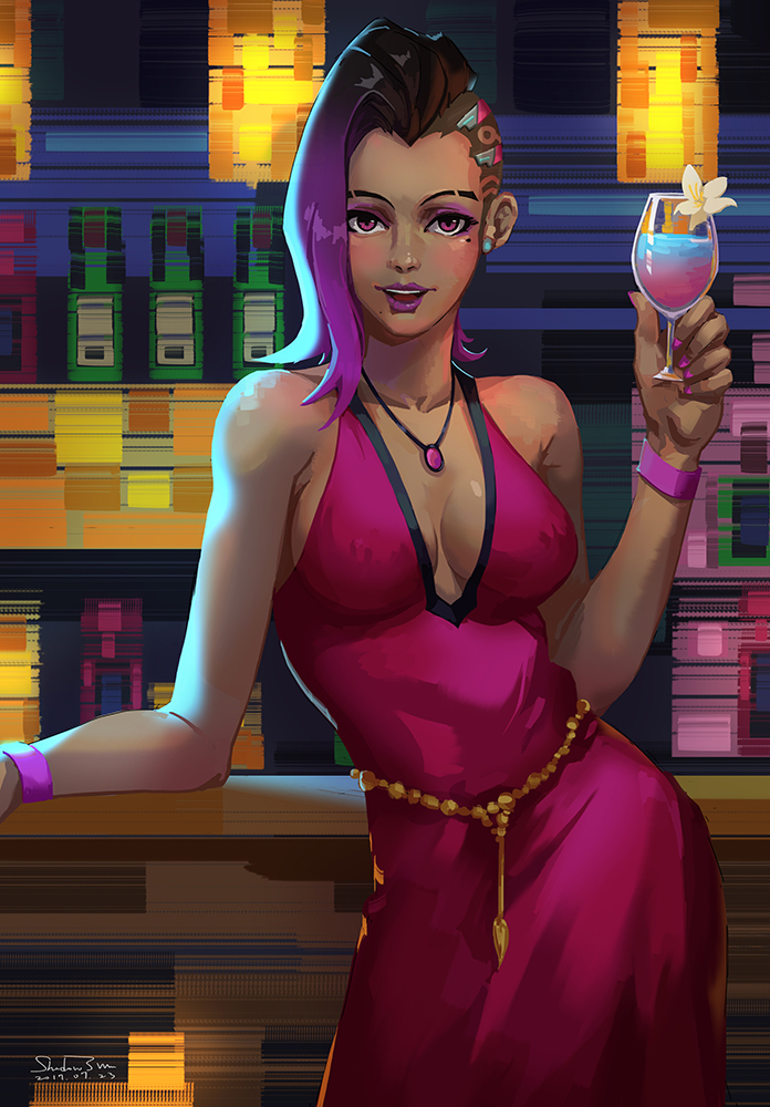 sombra (overwatch and 1 more) drawn by shadowjwu