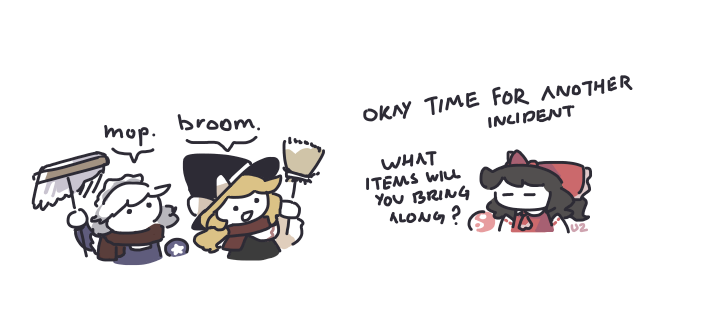 hakurei reimu, kirisame marisa, and izayoi sakuya (touhou and 1 more) drawn by thatpebble