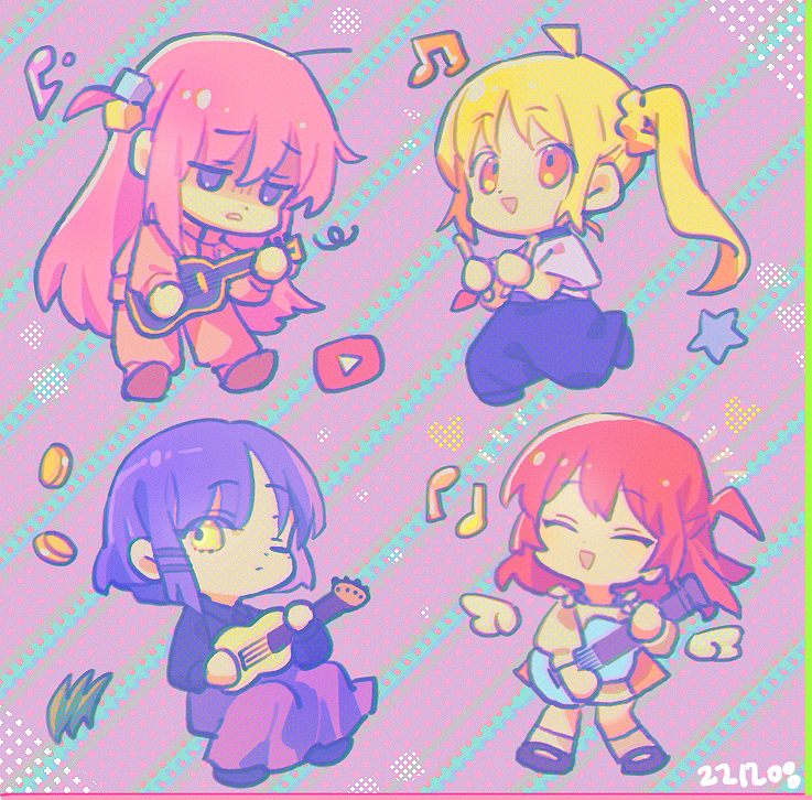 gotoh hitori, kita ikuyo, ijichi nijika, and yamada ryo (bocchi the rock!) drawn by haun