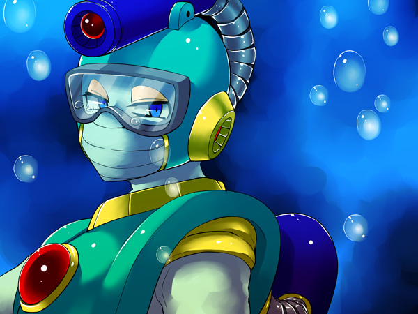 bubble man (mega man and 1 more) drawn by zakki