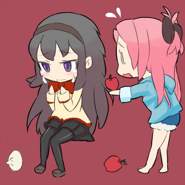 akemi homura and sakura kyoko (mahou shoujo madoka magica) drawn by tomonoma
