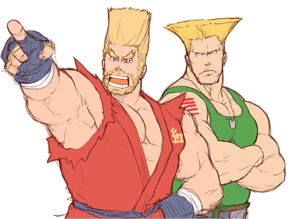 guile and paul phoenix (street fighter and 1 more) drawn by magnum_feering