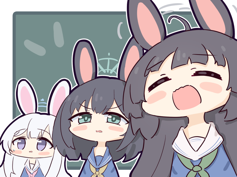 miyu, miyako, and saki (blue archive) drawn by umihio