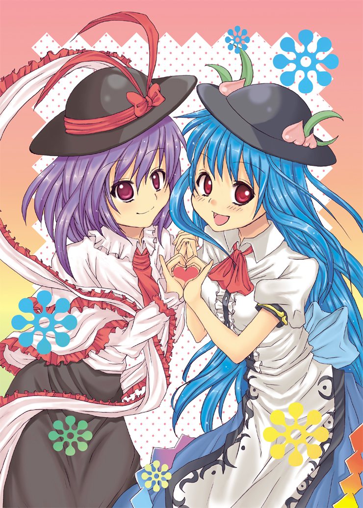 hinanawi tenshi and nagae iku (touhou) drawn by uda_makoto