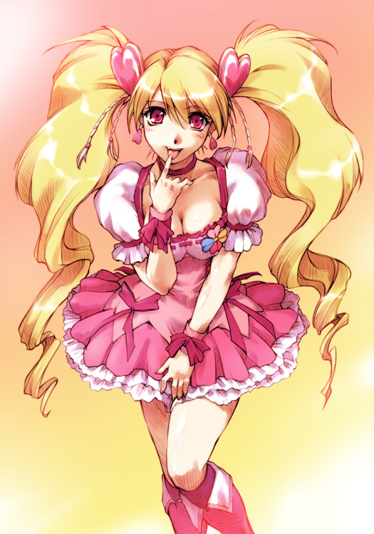 momozono love and cure peach (precure and 1 more) drawn by hisahiko