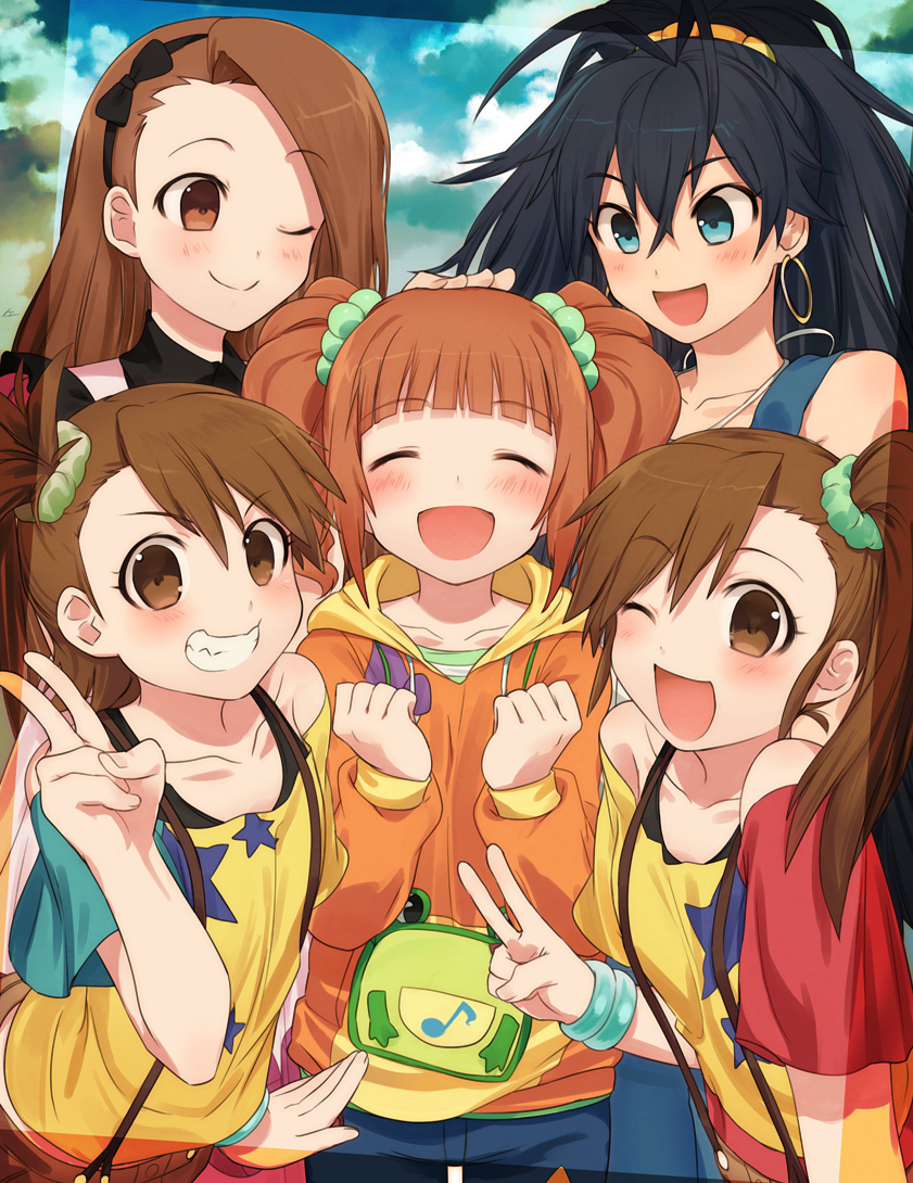 minase iori, ganaha hibiki, takatsuki yayoi, futami mami, and futami ami (idolmaster) drawn by noe_yuuhi