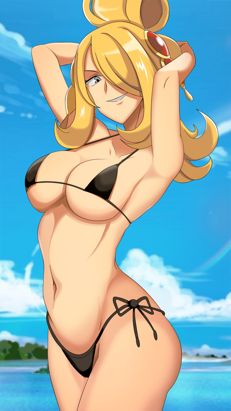 cynthia (pokemon and 1 more) drawn by vivivoovoo