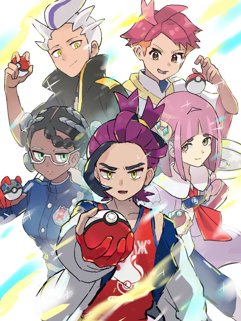 kieran, lacey, drayton, crispin, and amarys (pokemon and 1 more) drawn by shake_shark3