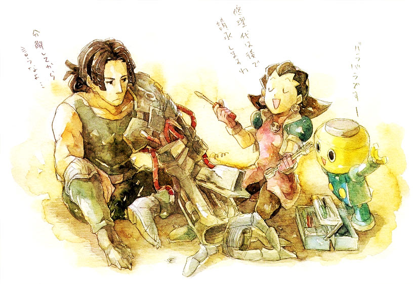 tron bonne, servbot, and nathan spencer (mega man and 5 more) drawn by kurosu