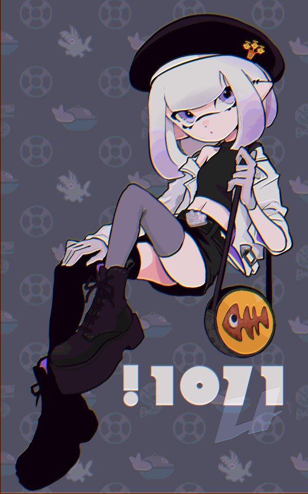 inkling player character, inkling girl, chum, fish stick, and griller (splatoon) drawn by imaikuy0