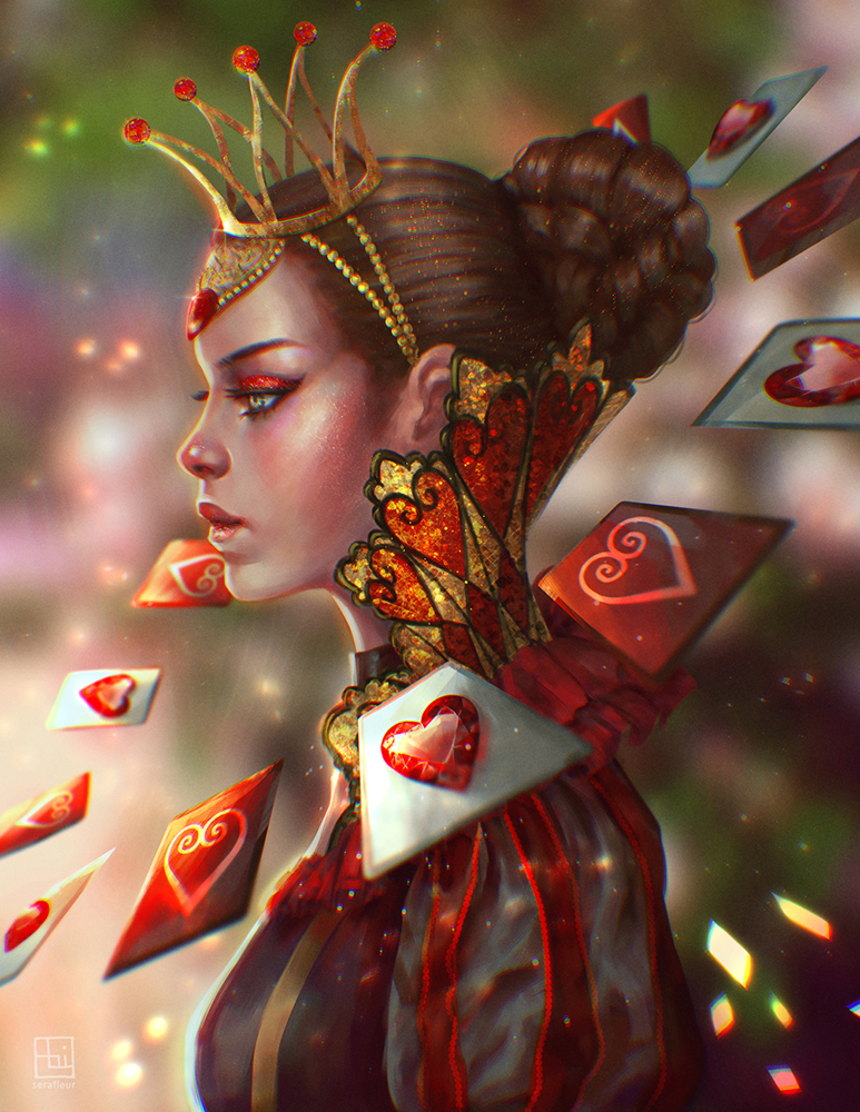 queen of hearts (alice's adventures in wonderland) drawn by serafleur