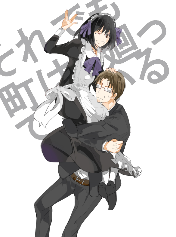 arashiyama hotori and moriaki natsuhiko (soredemo machi wa mawatteiru) drawn by seki_(kaguudou)
