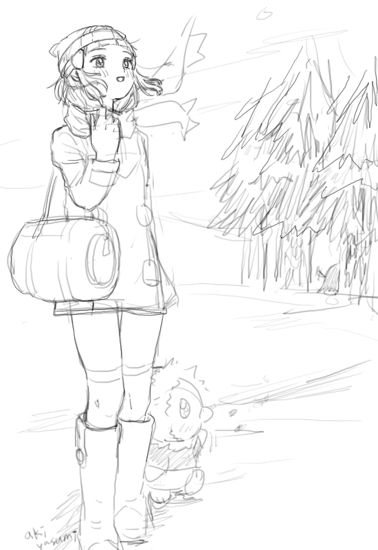 dawn, piplup, and piloswine (pokemon and 2 more) drawn by akiyasumi