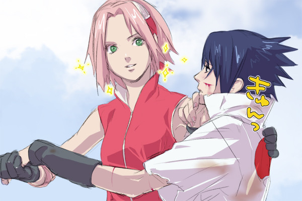 haruno sakura and uchiha sasuke (naruto and 1 more) drawn by masa_(miyabi310)