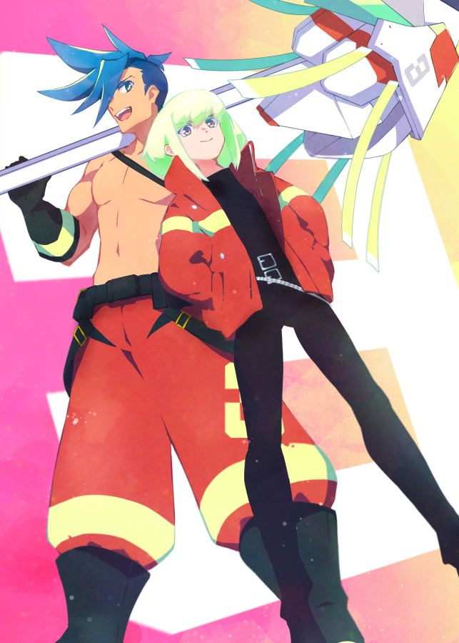 lio fotia and galo thymos (promare) drawn by kiharatta