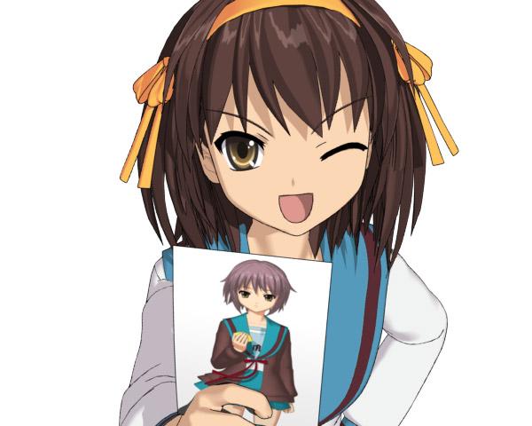 Suzumiya Haruhi And Nagato Yuki Suzumiya Haruhi No Yuuutsu Drawn By 