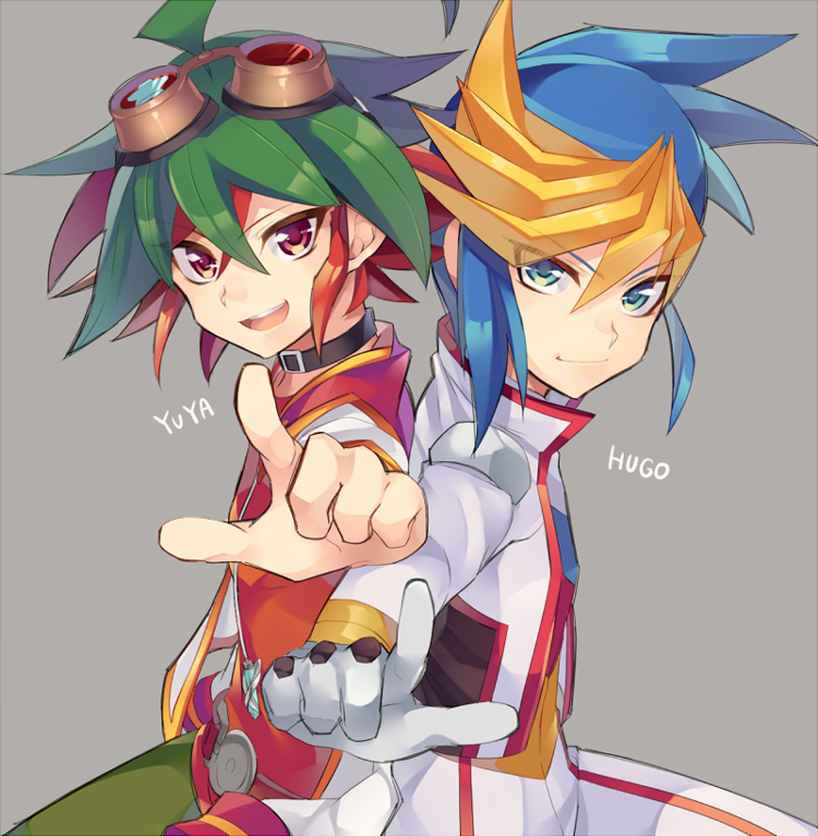 sakaki yuya and hugo (yu-gi-oh! and 1 more) drawn by rento_(rukeai)