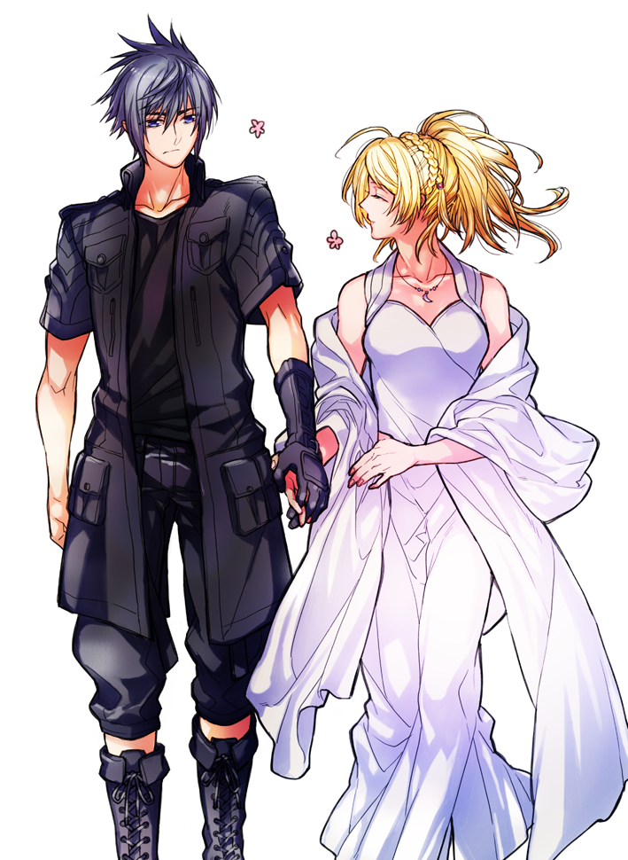 noctis lucis caelum and lunafreya nox fleuret (final fantasy and 1 more) drawn by nentan