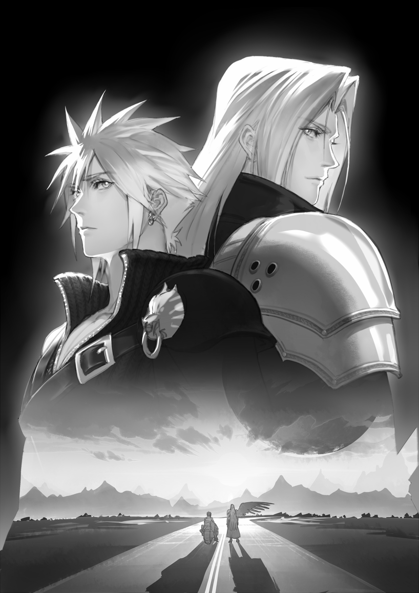 cloud strife and sephiroth (final fantasy and 2 more) drawn by eilinna