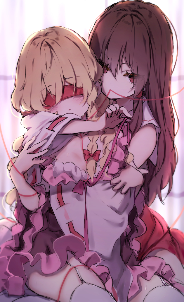hakurei reimu and kirisame marisa (touhou) drawn by piyokichi