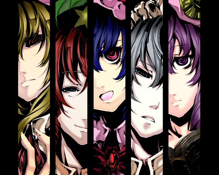 remilia scarlet, flandre scarlet, izayoi sakuya, patchouli knowledge, and hong meiling (touhou) drawn by momose_(puppe22) and neichiru