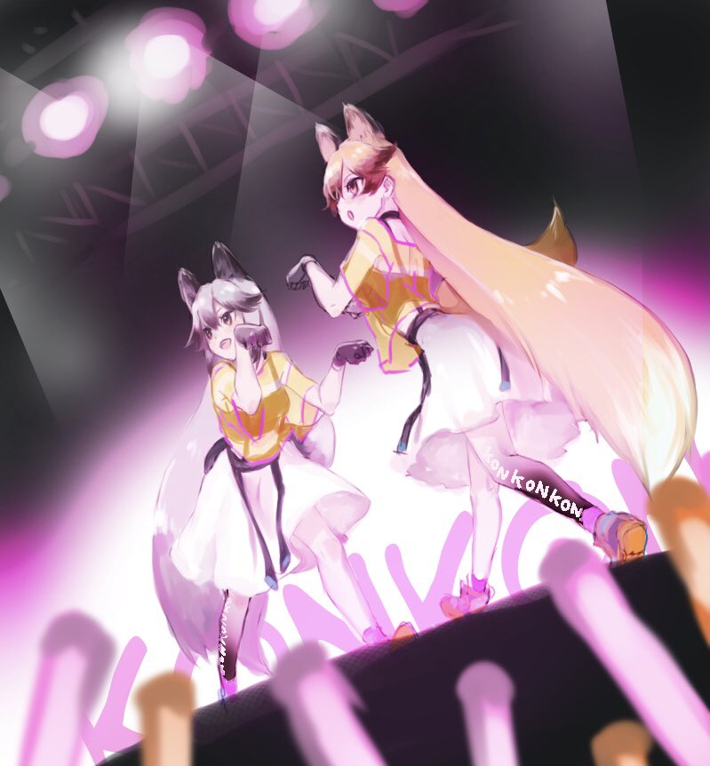 silver fox and ezo red fox (kemono friends) drawn by nan_okitsune