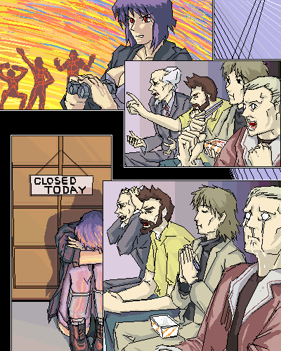kusanagi motoko, batou, togusa, aramaki daisuke, and ishikawa (ghost in the shell and 1 more)