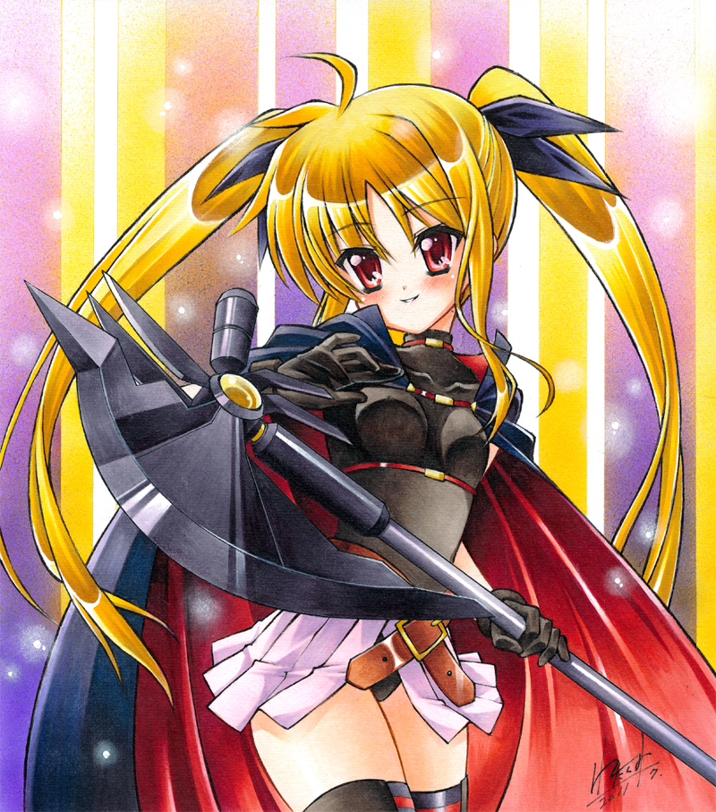 fate testarossa and bardiche (lyrical nanoha and 2 more) drawn by yuto_takumi