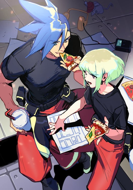 lio fotia, galo thymos, and vinny (promare) drawn by nigorokke