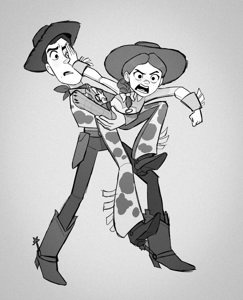 sheriff woody and jessie the yodeling cowgirl (toy story) drawn by beth_turnsek