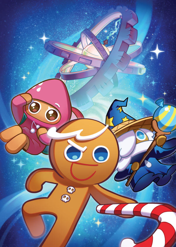 wizard cookie, strawberry cookie, and gingerbrave (cookie run and 1 more) drawn by pikett_iv