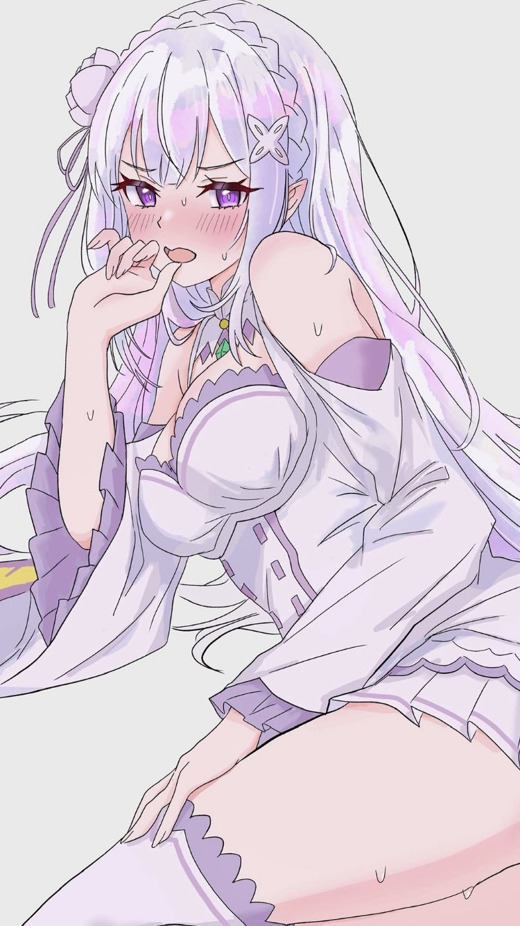 emilia (re:zero kara hajimeru isekai seikatsu) drawn by warg_game