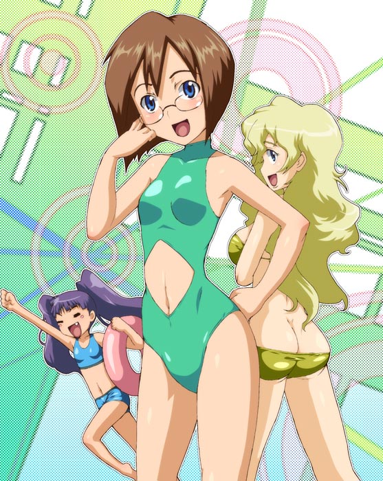 kiyal bachika, kinon bachika, and kiyoh bachika (tengen toppa gurren lagann) drawn by caryo and tabigarasu
